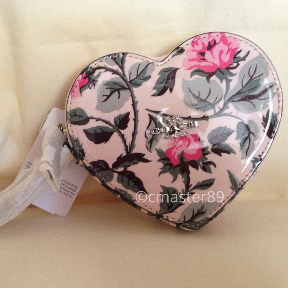 SOLD Coach Sleeping Rose Heart Coin Purse - Picture 2 of 8